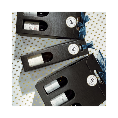 Single Bottle Black Linen Wine Box