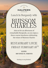 A Luncheon in Burgundy | Domaine Buisson-Charles at Restaurant Lucie *SOLD OUT*